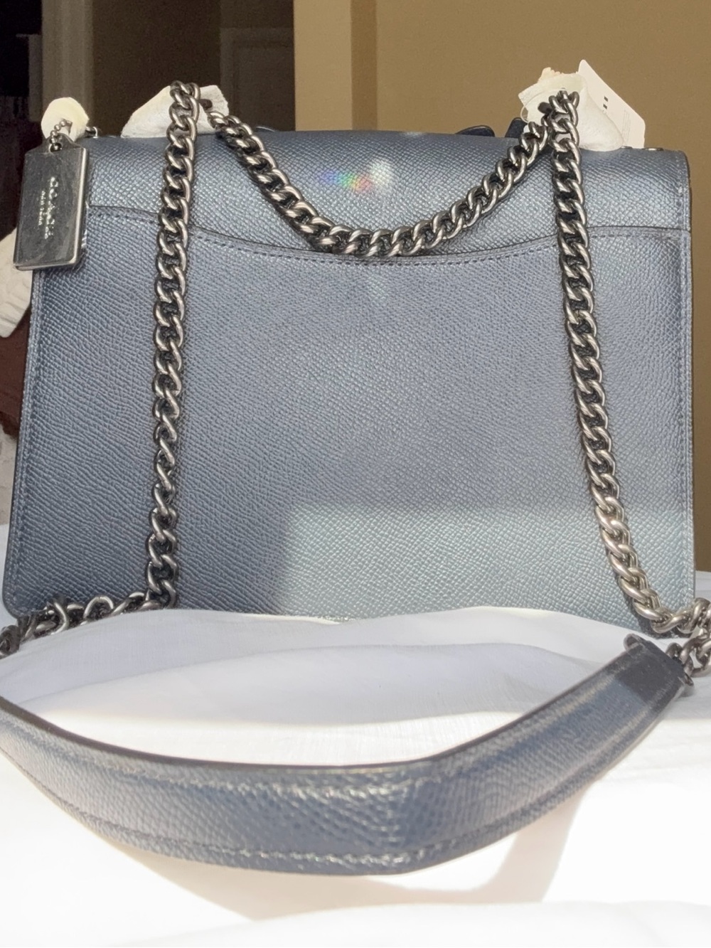 COACH Blue Butterfly Embellished Leather Shoulder Bag - Picture 2 of 8